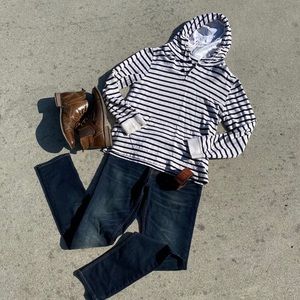 J. Crew White-Navy Hoodie // Men’s Size S